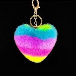 ‼️Just IN‼️Rainbow Heart PomPom Keychain